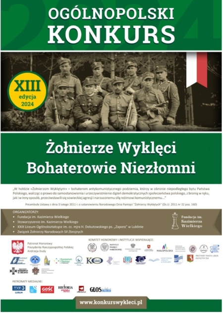 XIII edycja Ogólnopolskiego Konkursu „Żołnierze Wyklęci – Bohaterowie Niezłomni”