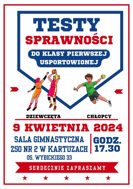 Testy sprawnościowe do klasy pierwszej usportowionej